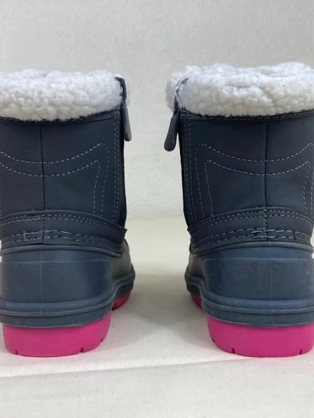 Cat & Jack Toddler Winter Boots Gray Pink Thermolite Size 5 Faux Fur
